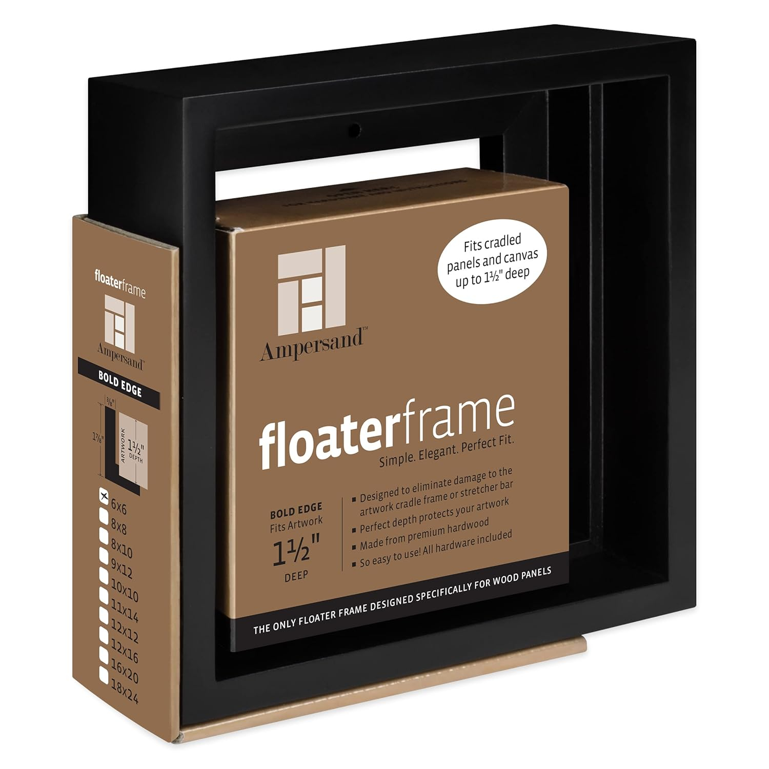 Ampersand Floaterframe - Bold, Black, 6" x 6", 1-1/2"