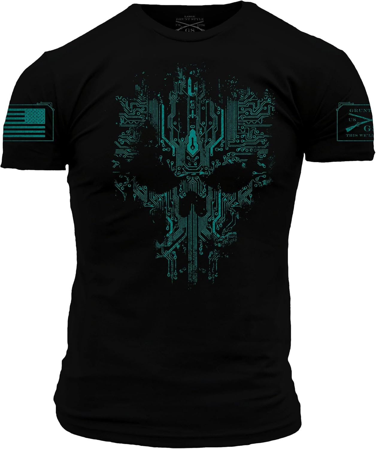 Grunt Style Circuit Skull T-Shirt - XL - Black