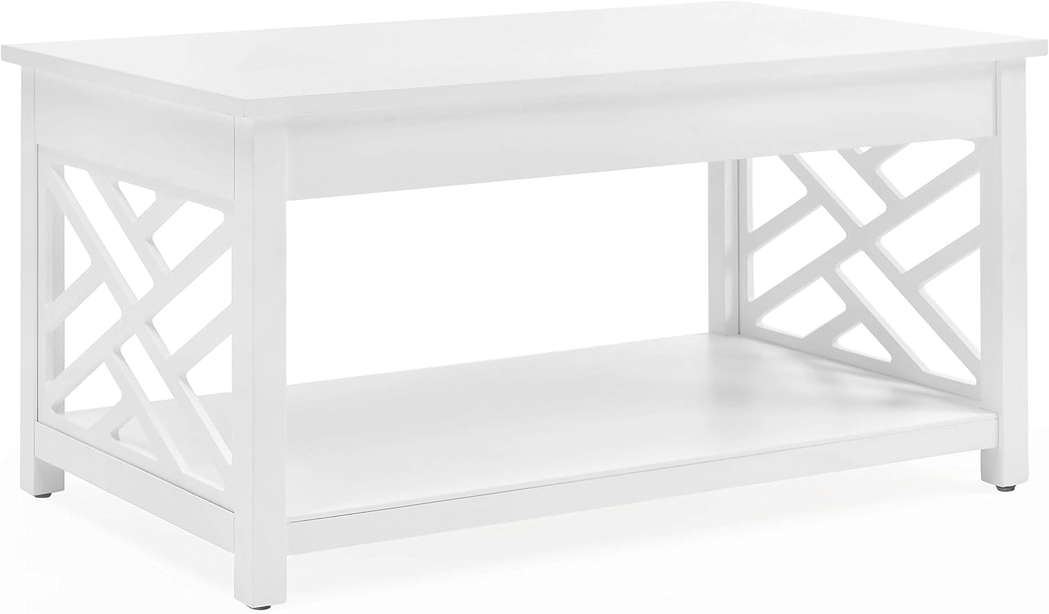 Alaterre Furniture Coventry 36 in. Solid Pine Wood Coffee Table, Traditional to Modern Design, Open-Detailing Accent Furniture, White