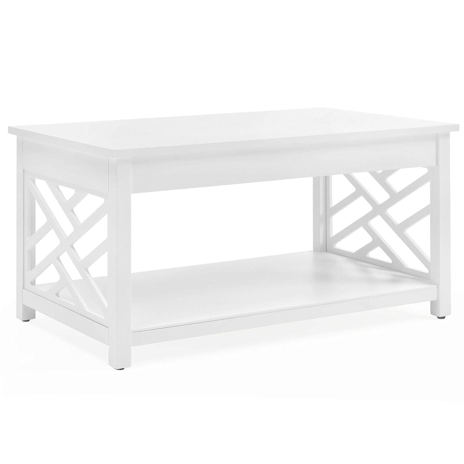 Alaterre Furniture Coventry 36 in. Solid Pine Wood Coffee Table, Traditional to Modern Design, Open-Detailing Accent Furniture, White