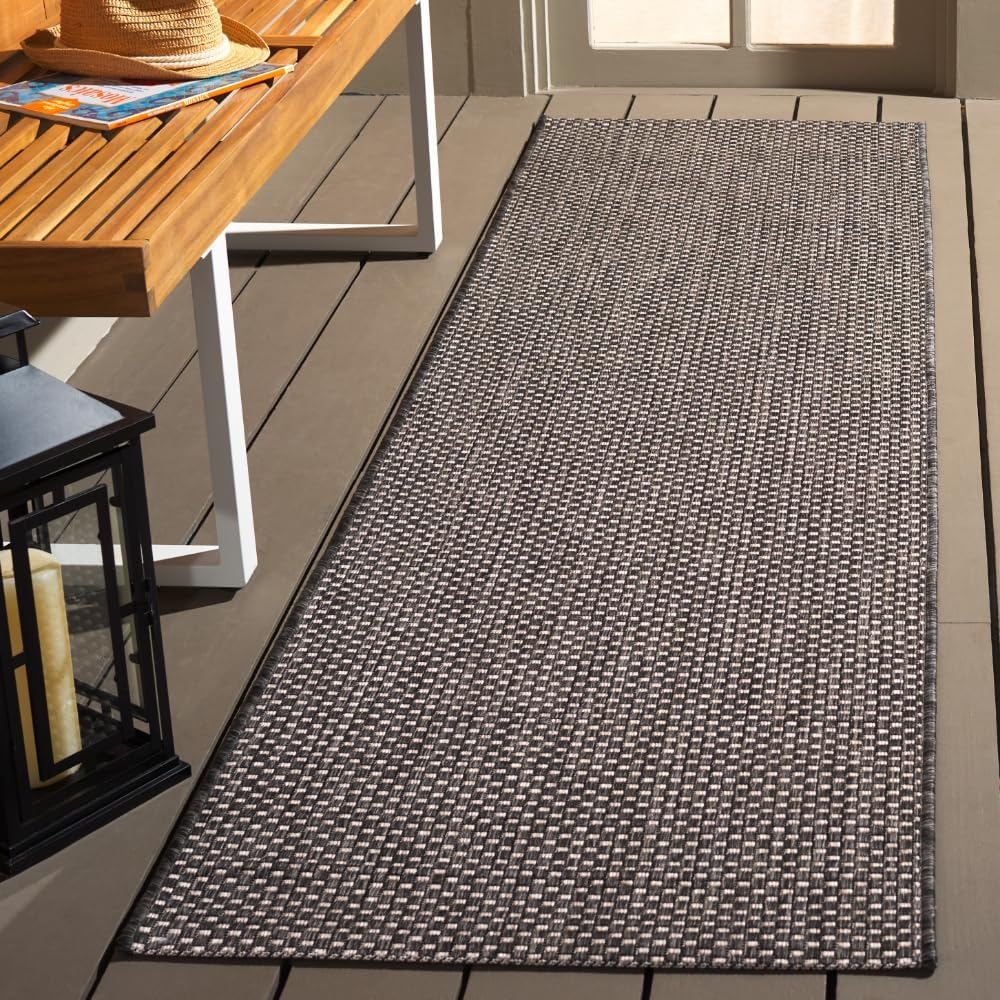 Courtyard CY8521 Power Loomed Indoor/Outdoor Runner Rug - Black/Beige - 2'3"x12' - Safavieh.