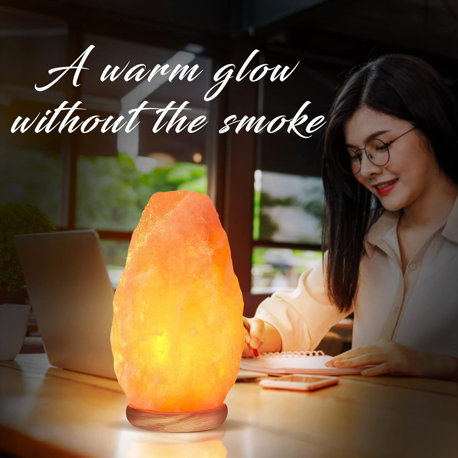 Himalayan Glow Pink Salt lamp With Neem Wooden Base, (ETL Certified) Dimmer Switch, 4-7 LBS - 2 PACK