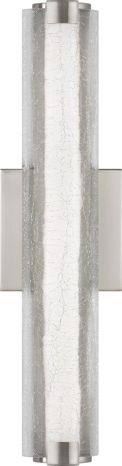 Satin Nickel 18" LED Wall Sconce with Clear Crackle Glass