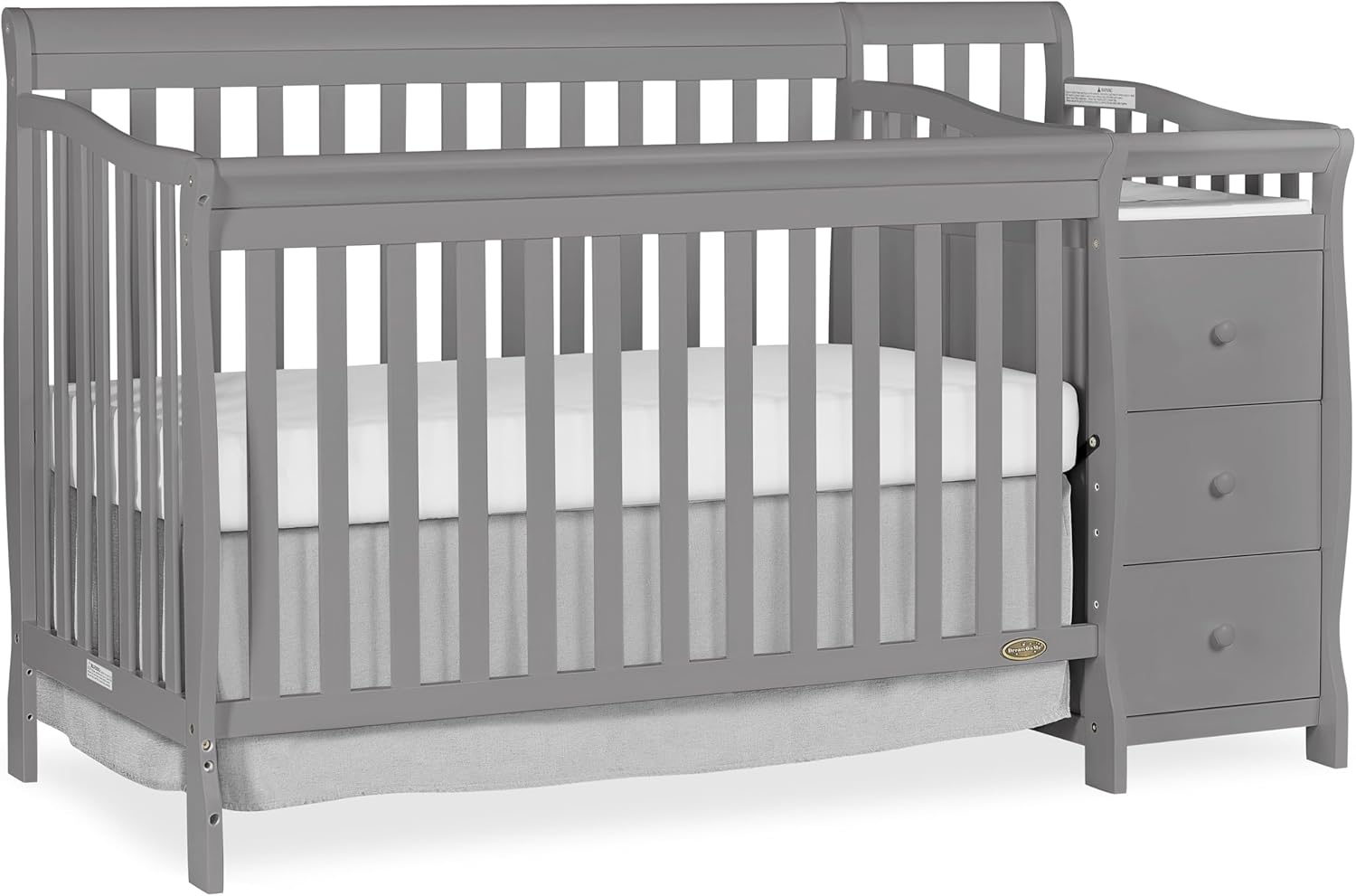 Pebble Grey Pine 5-in-1 Convertible Crib with Changer