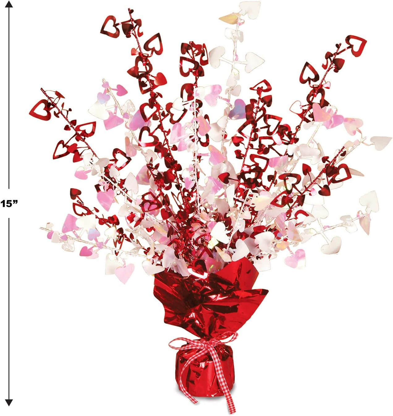 Beistle Heart Gleam 'N Burst Centerpieces 2 Piece, 15", Red/Opalescent