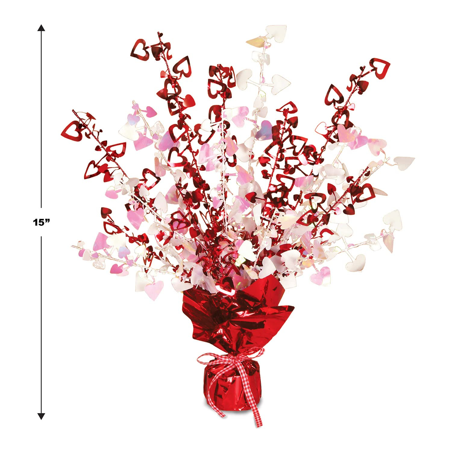 Beistle Heart Gleam 'N Burst Centerpieces 2 Piece, 15", Red/Opalescent