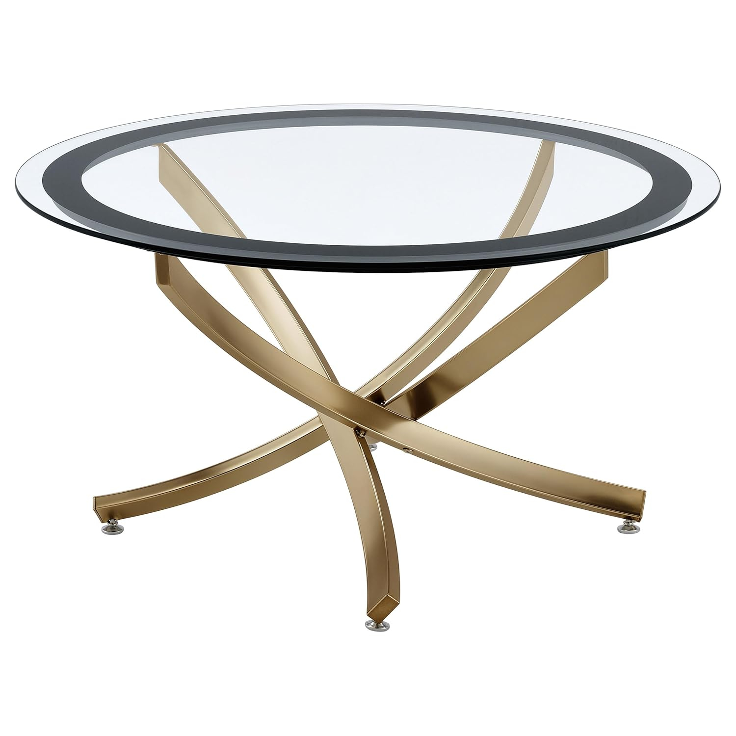 Coaster Brooke Round Glass Top Coffee Table Metal Base Brass