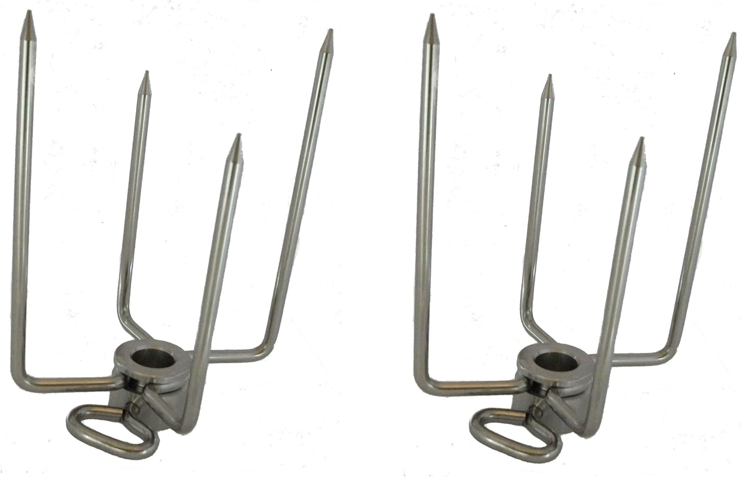 OneGrill Stainless Steel Grill Rotisserie Spit Rod Forks (Fits: 1/2 Inch Hexagon, 3/8 Inch Square, 1/2 Inch Round)