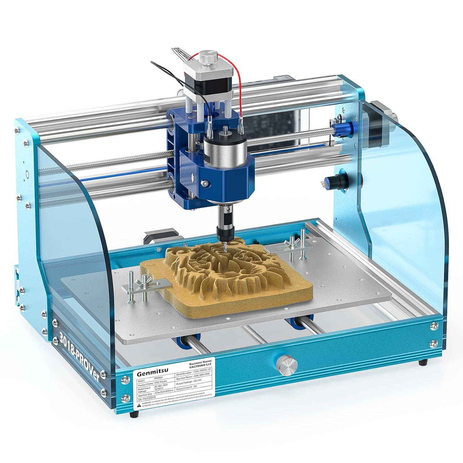 Genmitsu 3018-PROVer V2 CNC Router Machine for Beginner, Mini Milling Engraver Kit with Z-Probe, Limit Switches, E-Stop, Ideal for Wood, Acrylic, MDF, Plastic, PVC (Without Offline Controller)