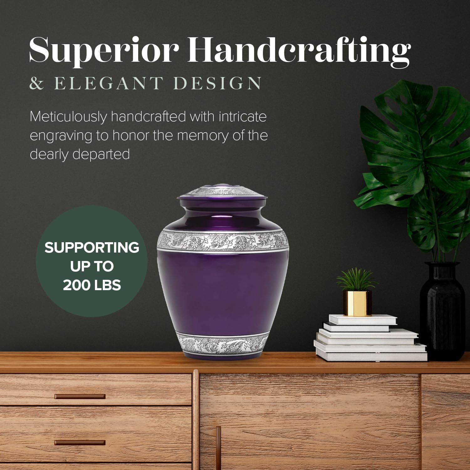 Eternal Harmony Cremation Urn for Human Ashes | Funeral Urn Carefully Handcrafted with Elegant Finishes to Honor and Remember Your Loved One | Adult Urn Large Size with Beautiful Velvet Bag