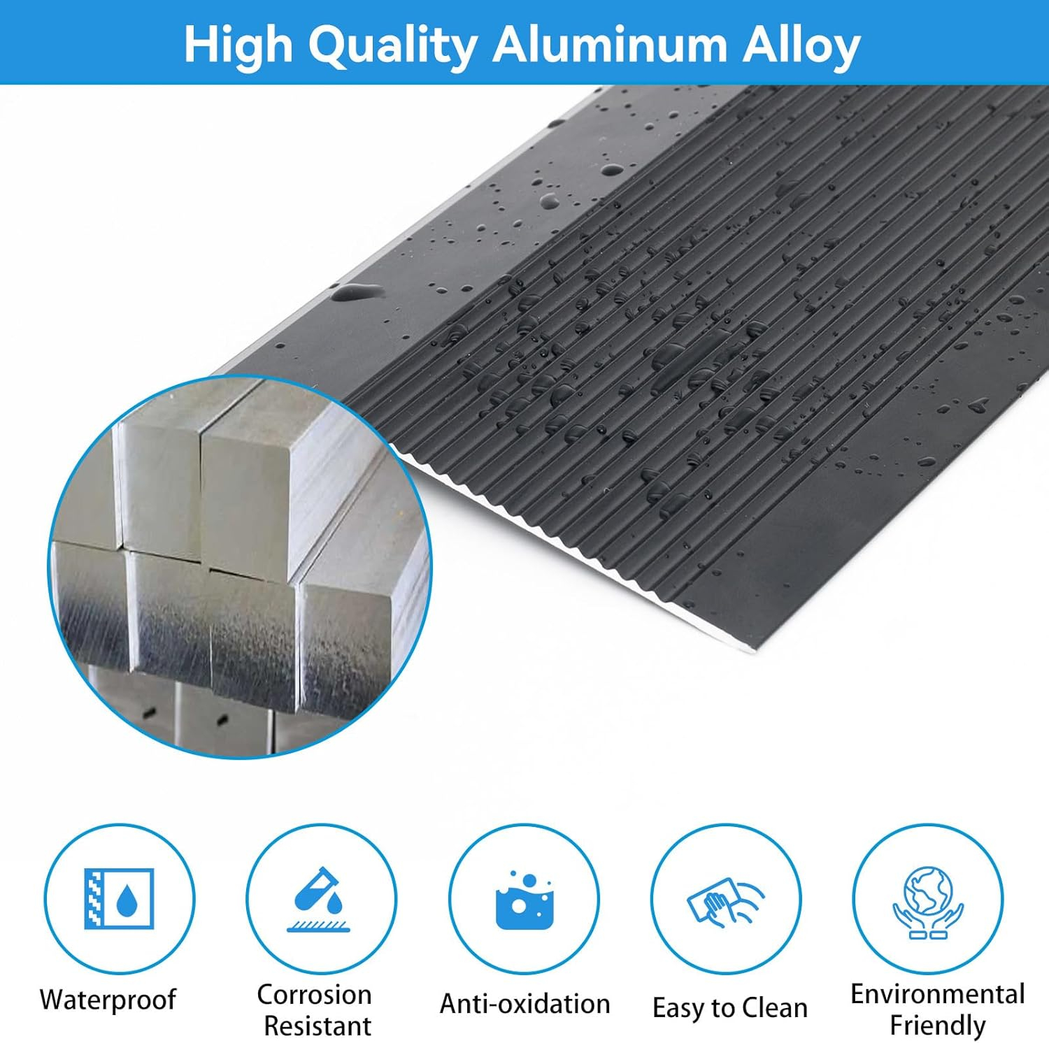 Floor Transition Strip - Aluminum Transition Strips for Doorway, 36 Inch Adhesive Flooring Transitions, Doorway Edge Trim Suitable for Threshold Height Less Than 1.6 Inch