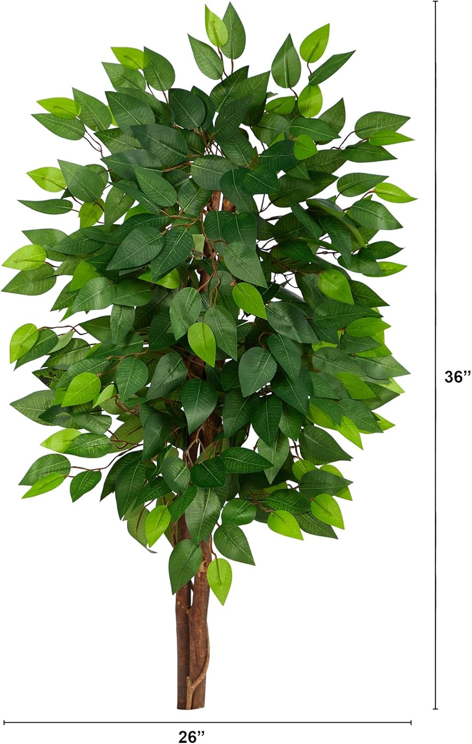 Nearly Natural 3ft. Artificial Double Trunk Ficus Tree (No Pot)