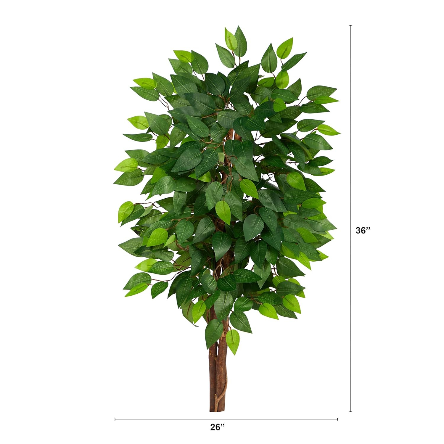 Nearly Natural 3ft. Artificial Double Trunk Ficus Tree (No Pot)