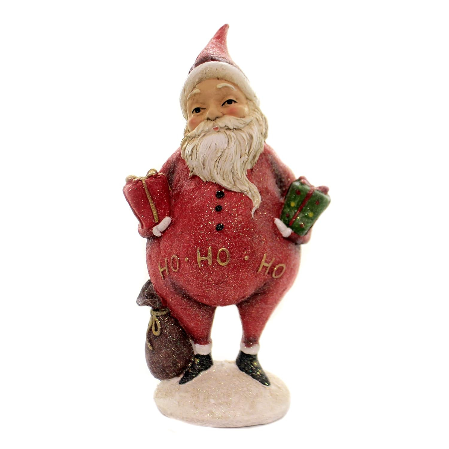K&K Interiors 51833F 12.5 Inch Santa Holding Gift & Bag, Red