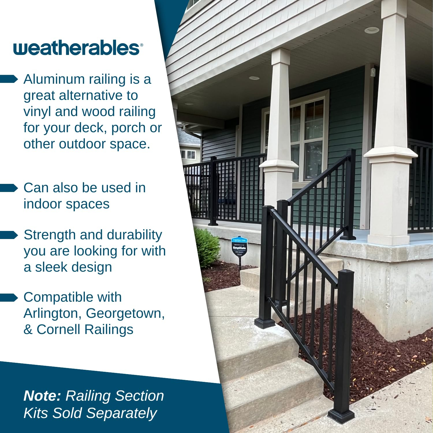 Weatherables Aluminum Railing Post Kit – Aluminum Post Kit for Arlington, Georgetown, and Cornell Railing Kits, Made with Durable Black Textured Powder-Coat Finish (3 in. x 3 in. x 54 in.)