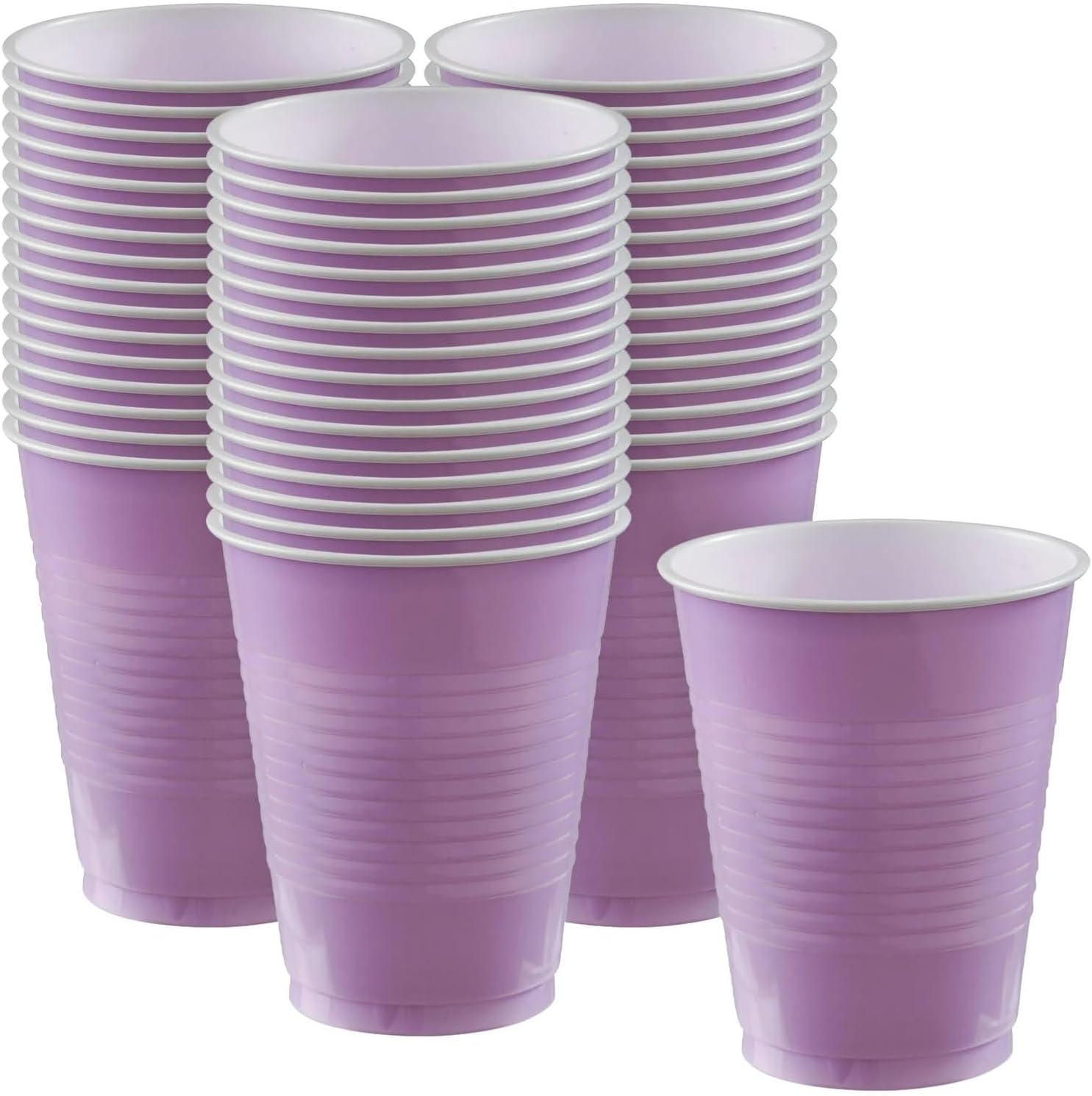 Amscan Disposable Plastic Cups -18 oz, 50 Ct, Lavender