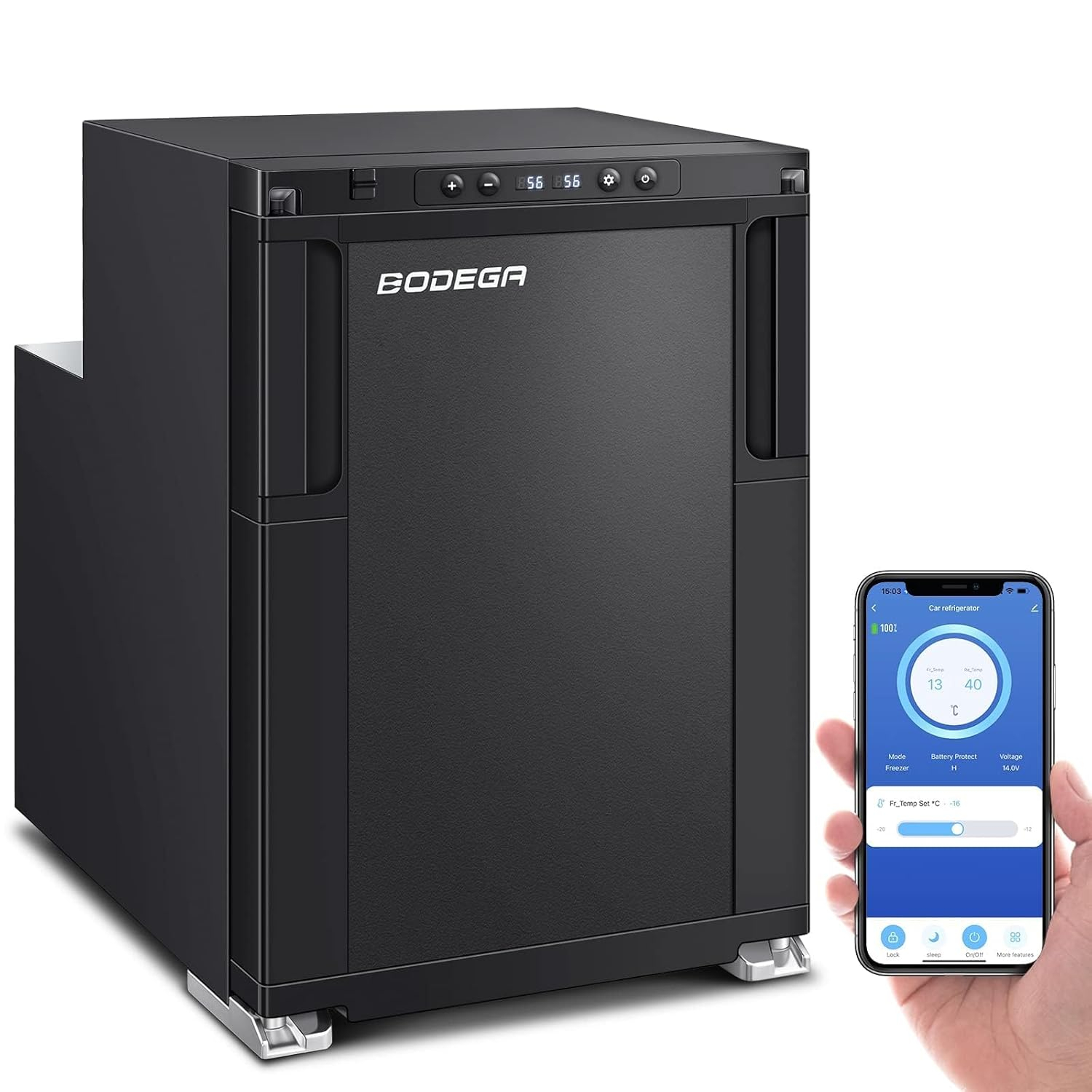 1.6 cu.ft. 45L RV Fridge and Freezer, Car Refrigerator with Lock, (-4℉-46℉) Outdoor Refrigerator in Black