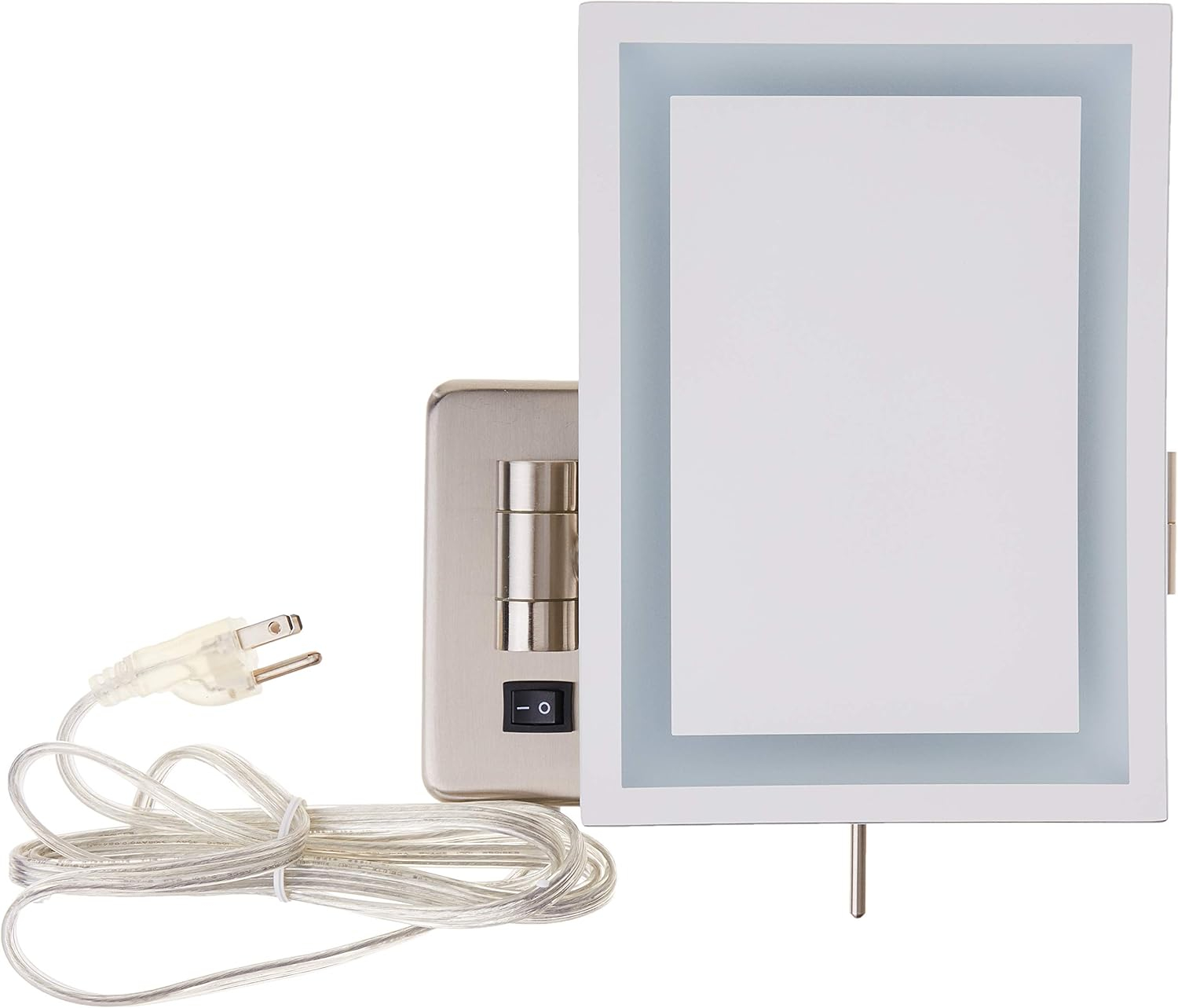Jerdon 6.5" x 9"  Wall Mount Lighted Makeup Mirror, 5X Magnification Nickel Finish Plug 1n-Model JRT710NL