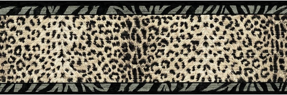 Trimz Animal Prints Wallpaper Border - Leopard Prints, Tiger Prints, Black, Gray, 15' L x 7" W