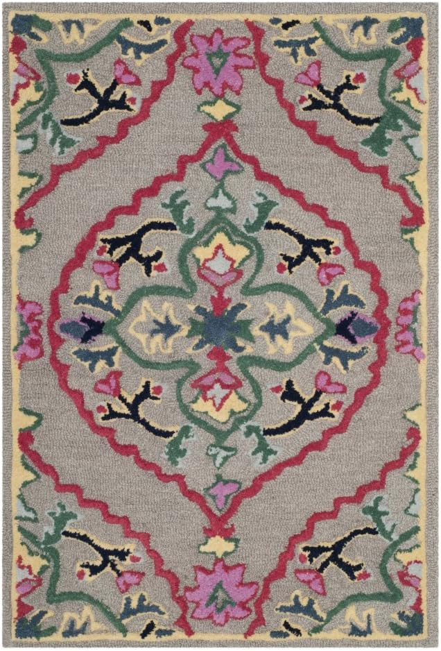 SAFAVIEH Bellagio Rio Floral Wool Area Rug, Dark Grey/Multi, 8' x 10'