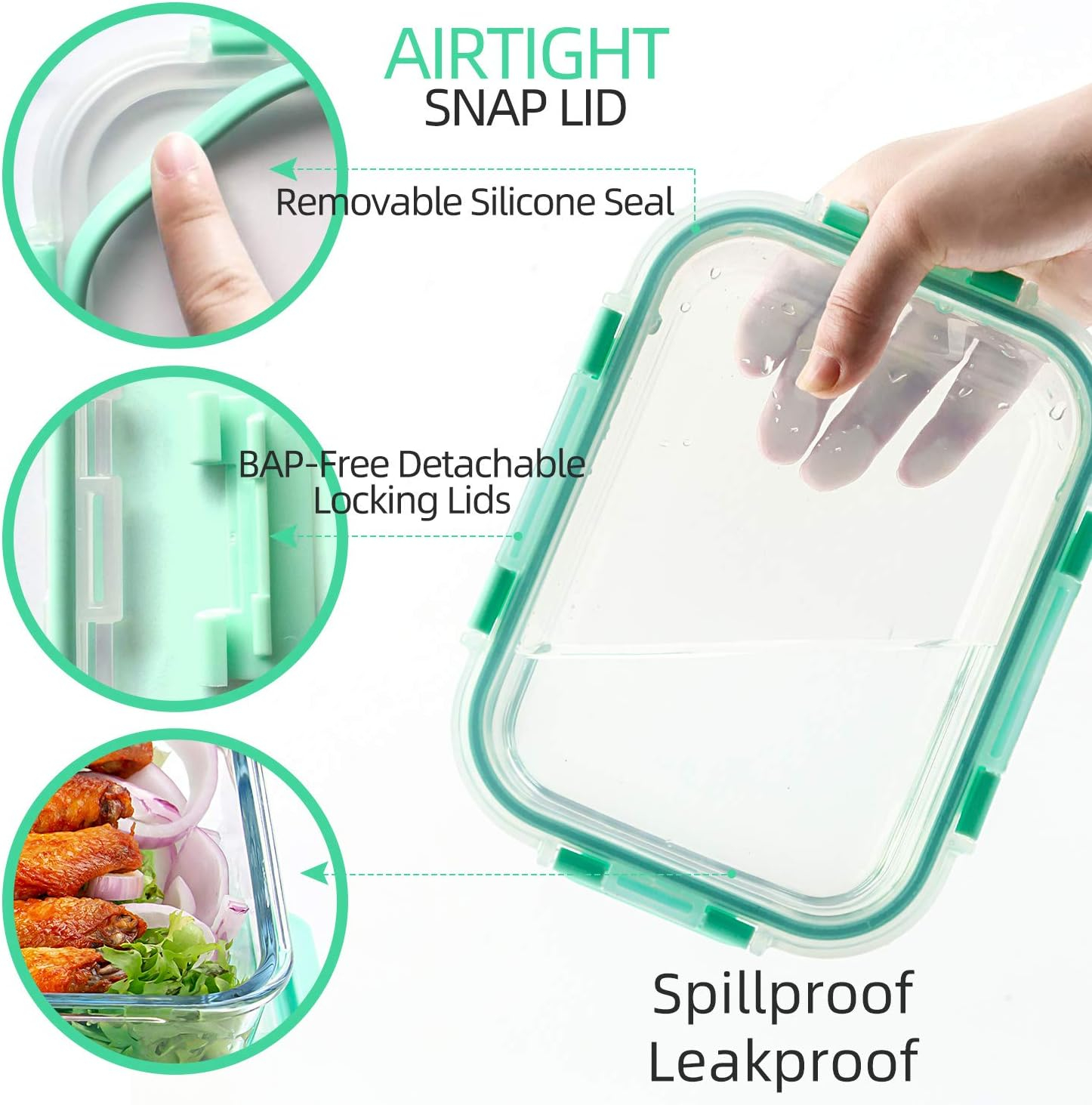 C CREST [10-Pack] Glass Food Storage Containers with Lids, Airtight, BPA Free, Meal Prep Containers for Kitchen, Home Use