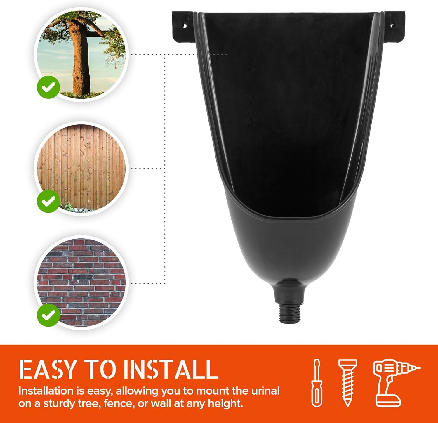 White Plastic Waterless Urinal for Men, Wall Mount