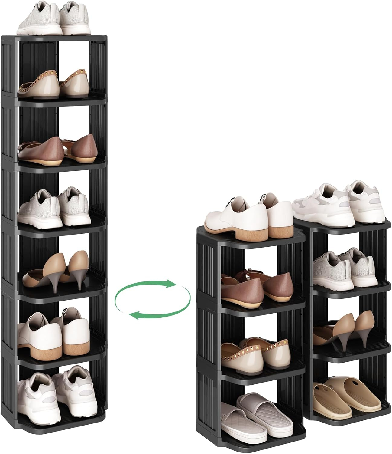 Kitstorack Vertical Shoe Rack: 8 Tiers Stackable Shoe Rack for Closet DIY Free Standing Shoe Organizer Small Shoe Shelf for Small Spaces and Narrow Spaces Plastic