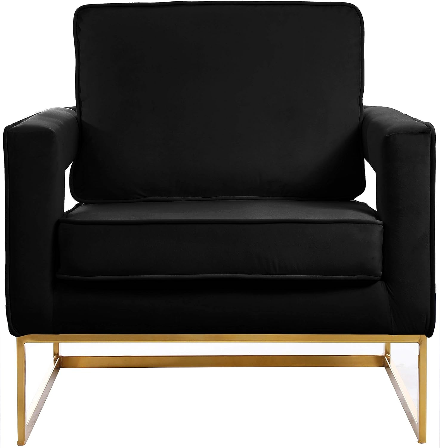 Meridian Furniture Noah 19"H Velvet Accent Chair in Black and Gold