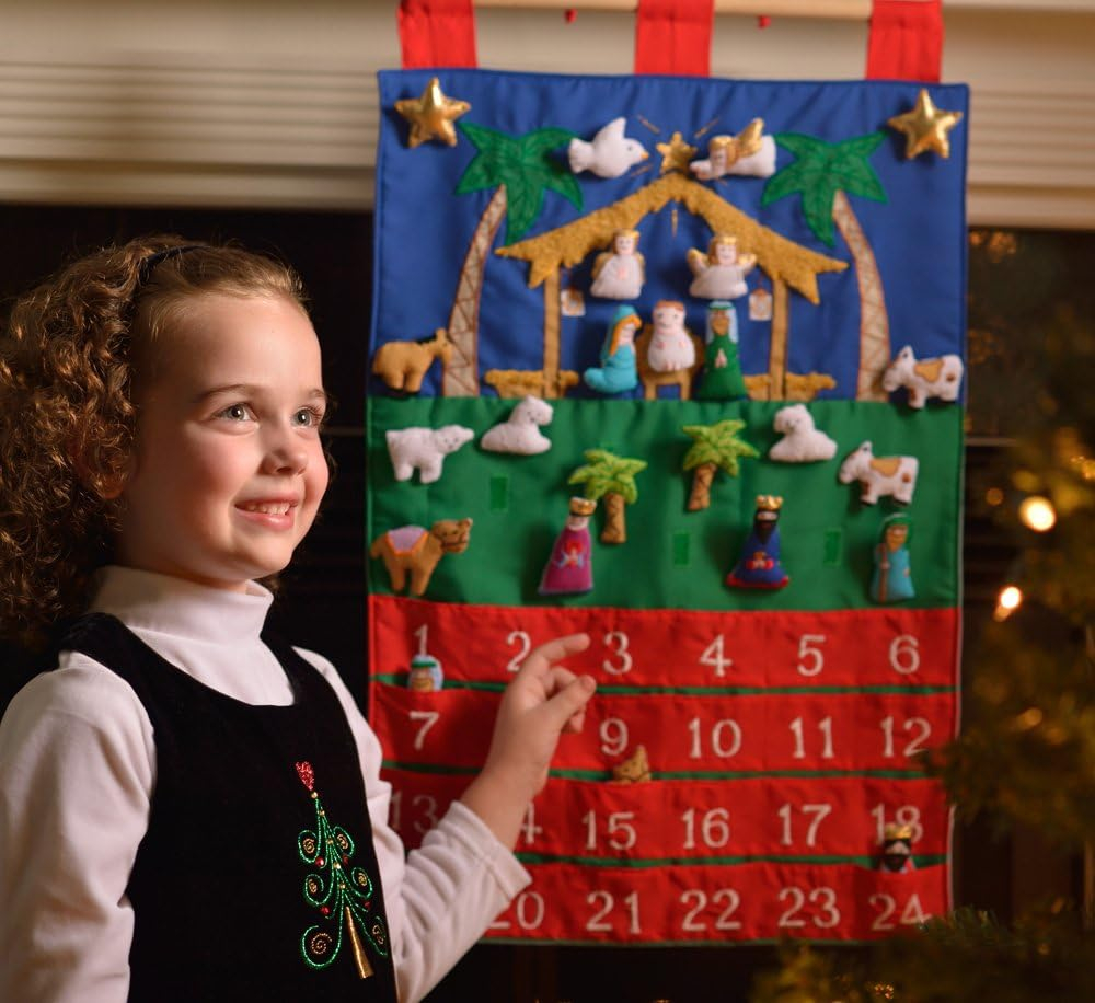 Vermont Christmas 189908 Nativity Fabric Advent Calendar - 16 x 20 in.
