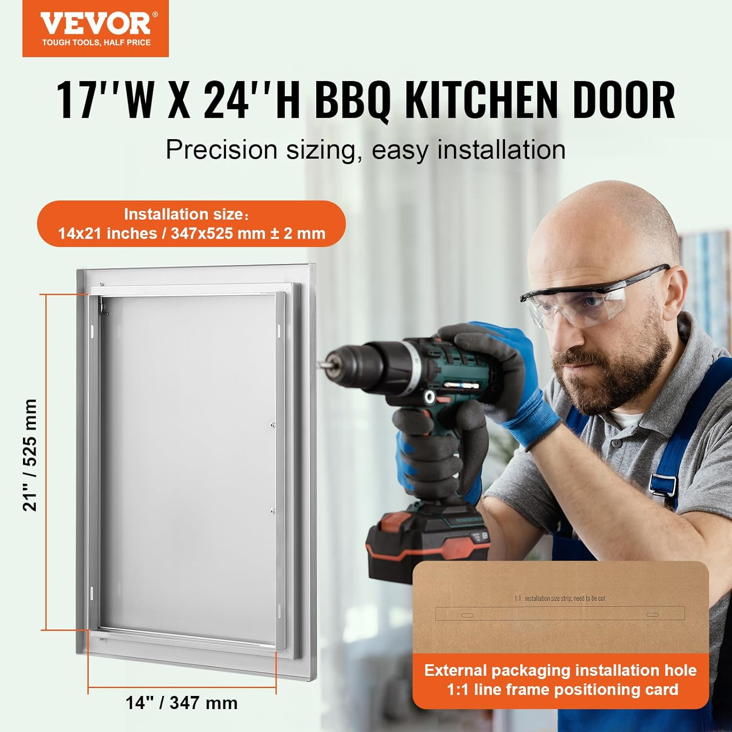 VEVOR BBQ Access Door 17-in W x 24-in H x 2-in D Built-In Grill Cabinet Single door