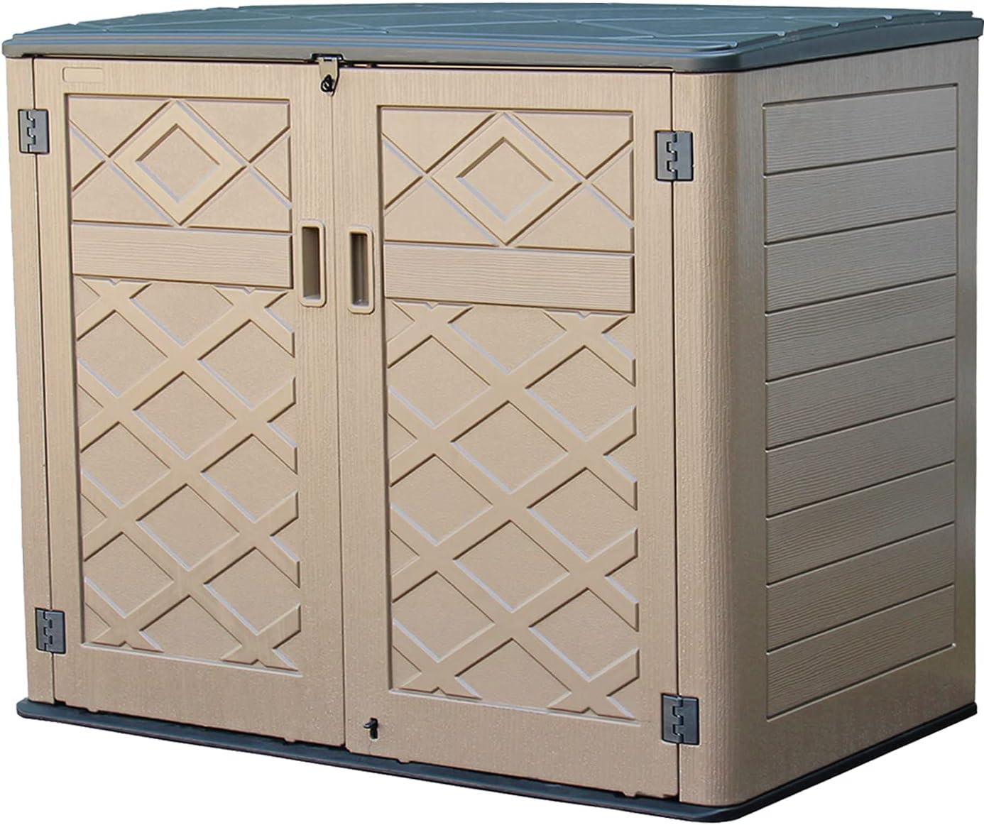 Large Brown Resin Outdoor Storage Shed with Shelving