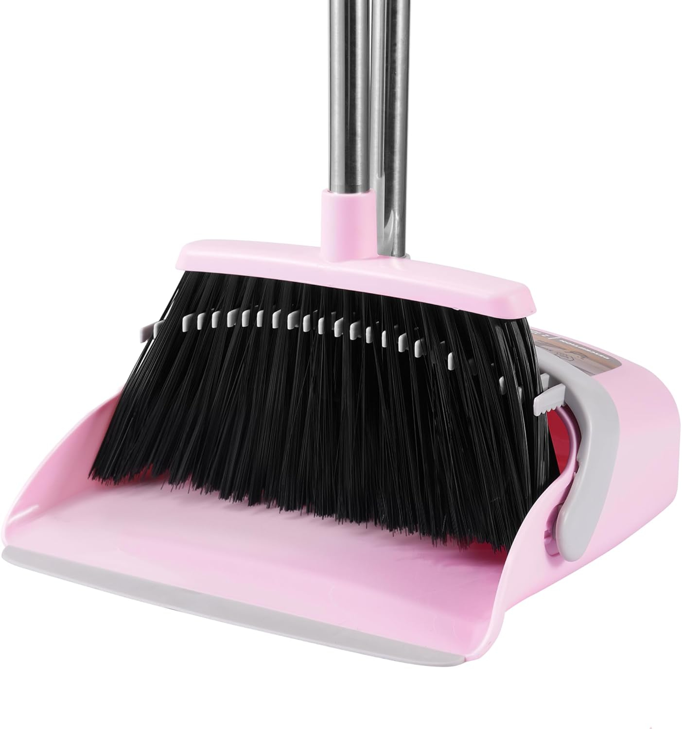 Heavy-Duty Broom and Dustpan Set for Outdoor Broom and Dust pan for Home Commercial Cleaning Supplies Angle Broom with Long Handle Perfect for Courtyard Garage Lobby Mall Market Street, B6