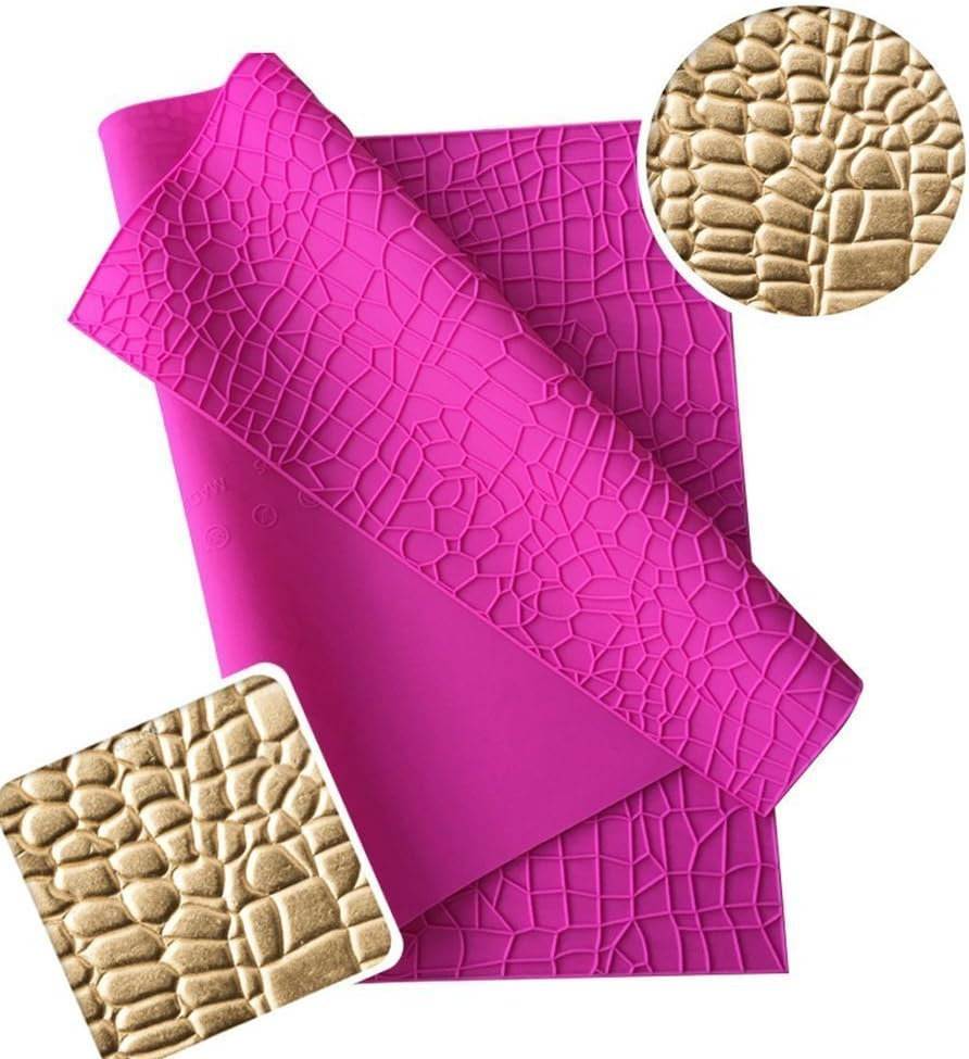 ART Kitchenware Large Size Crocodile Alligator Impression Mat Embossed Silicone Cake Lace Mat 23.6x 15.75" Fondant Cake Decorating Tools Gum Paste Molds Cake Molds Pastry Baking Tools BLM-26
