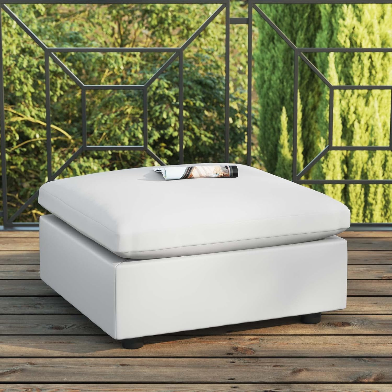 Modway Commix Overstuffed Outdoor Patio Ottoman in White