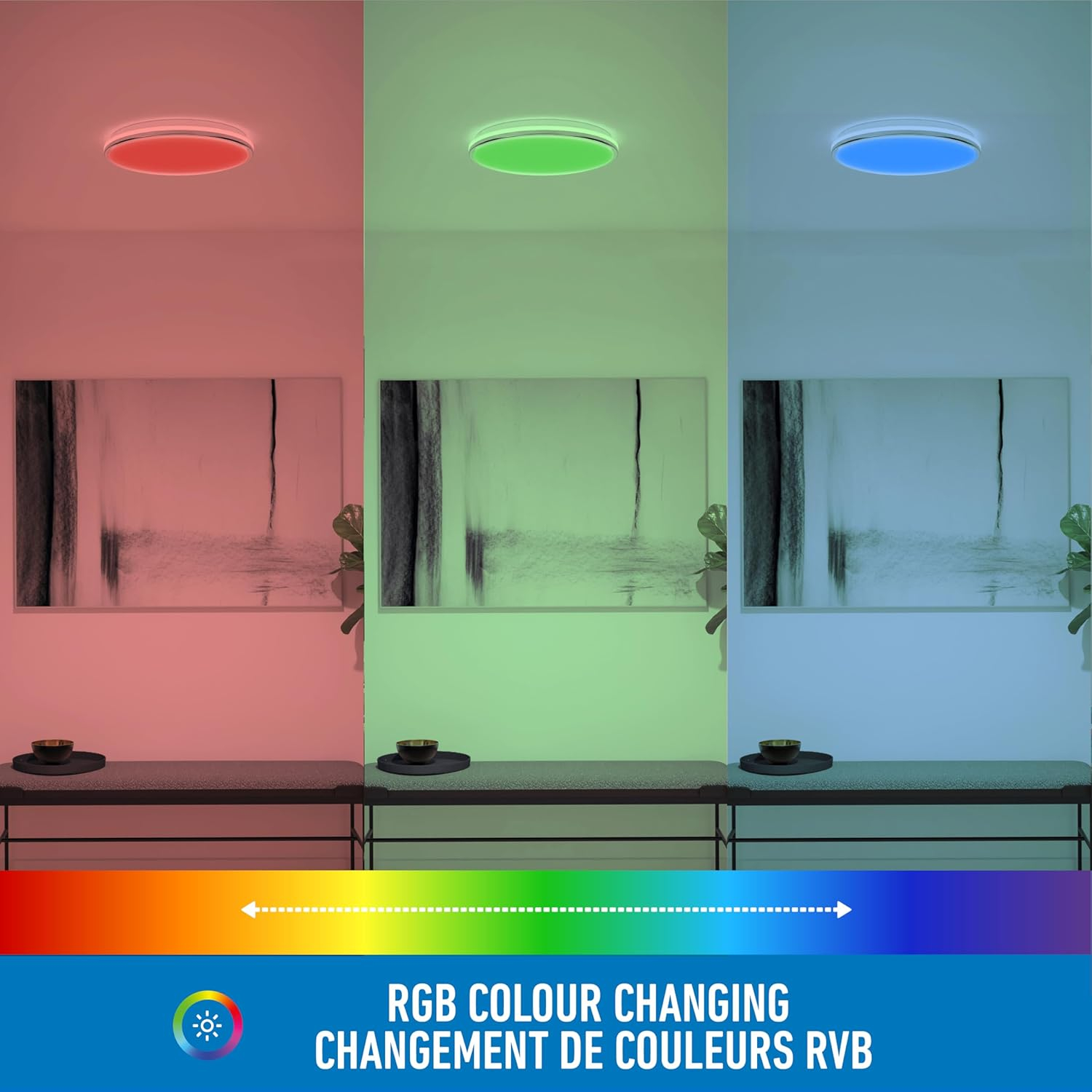 Artika Macy 30W Modern Smart LED Flush Mount Ceiling Light Wi-Fi-RGB, Silver