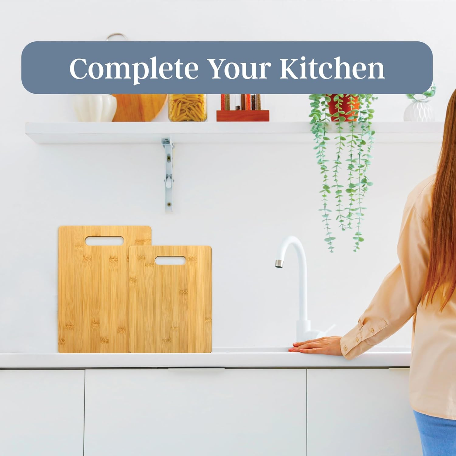 Natural Bamboo Rectangular Cutting Board Set, 2 Pieces