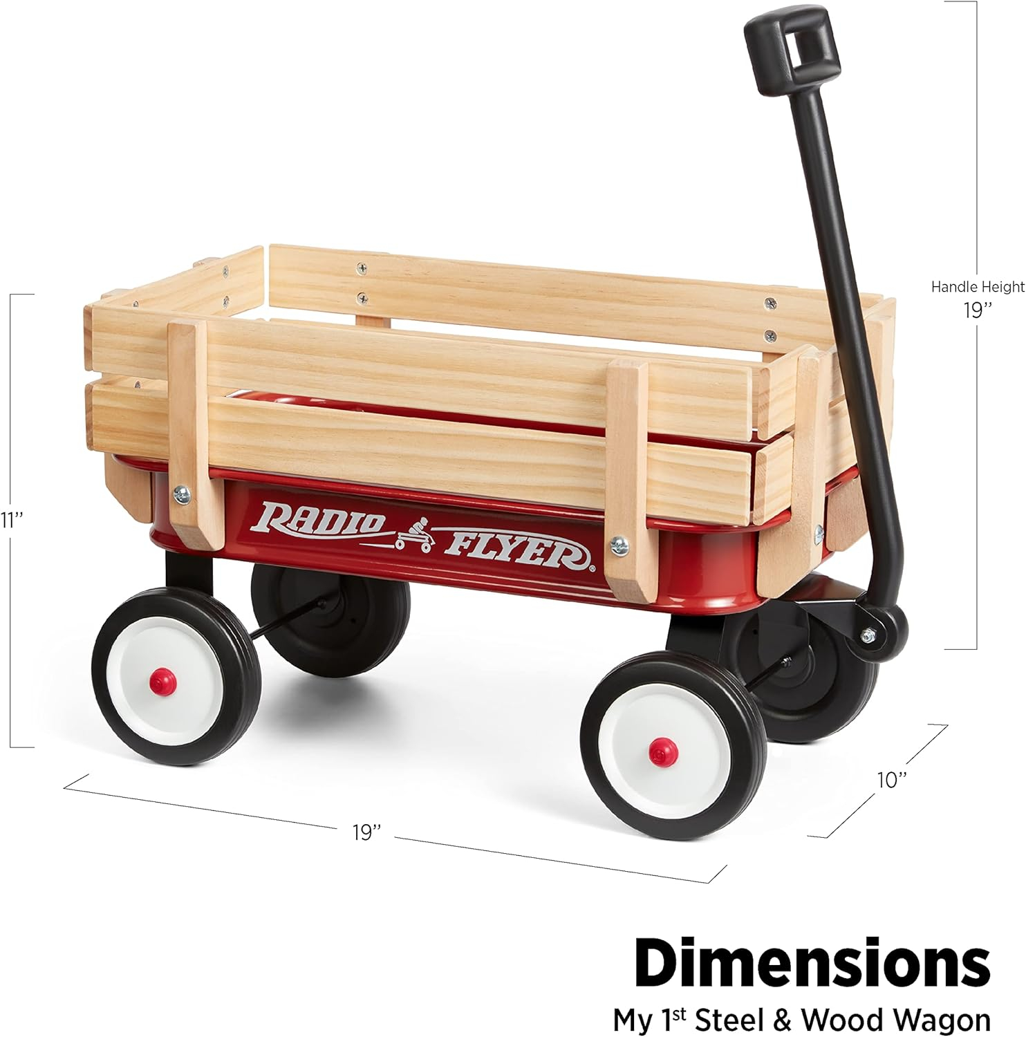Radio Flyer My 1st Miniature Steel & Wood Wagon, 19" Long Toy Wagon for Kids 1.5+