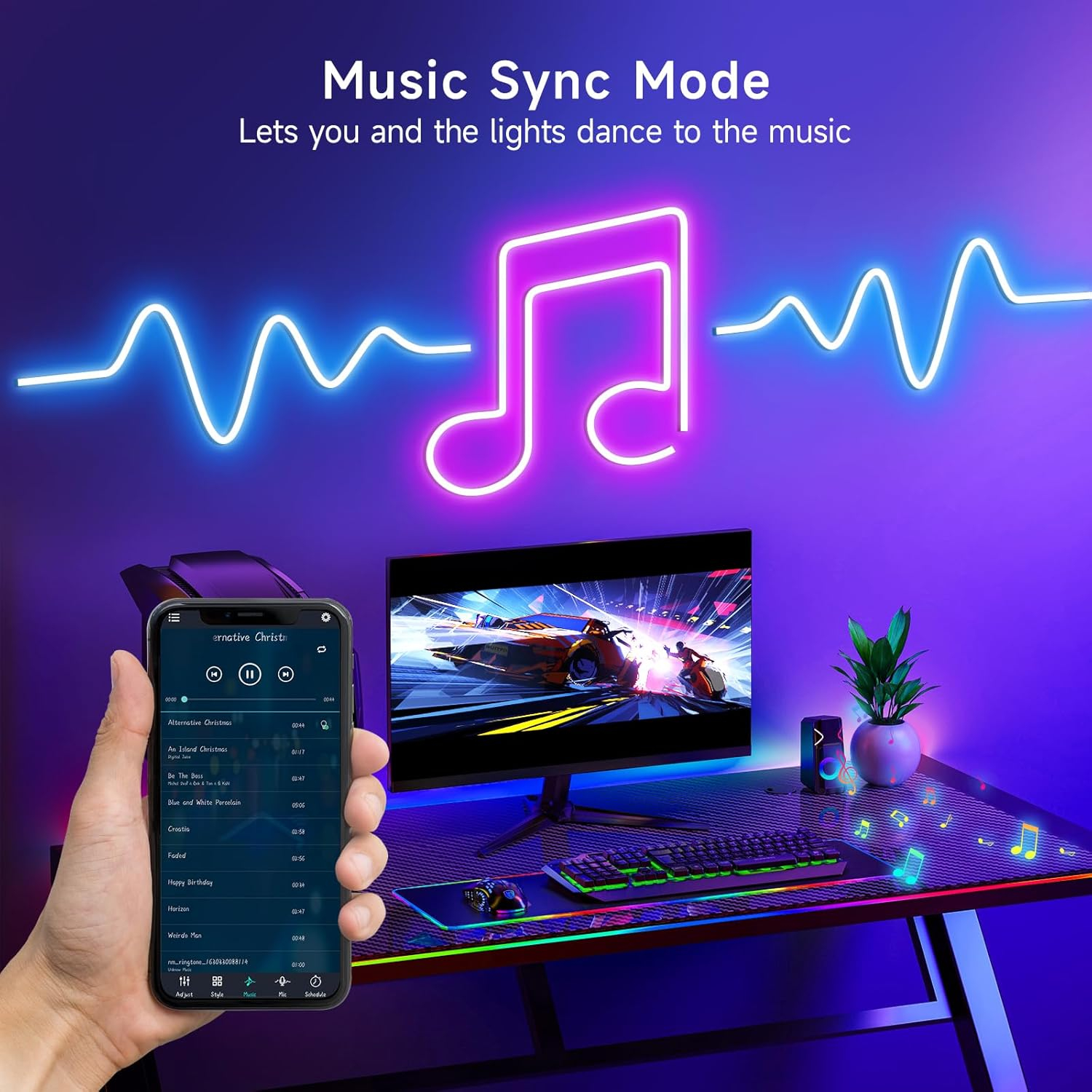 LED Neon Rope Lights, 16.4ft RGB LED Light Strip, 24V Music Sync App/Remote Control DIY Rope Light, IP67 Waterproof Gaming LED Neon Strip Lights for Bedroom Indoor Oudoor Décor