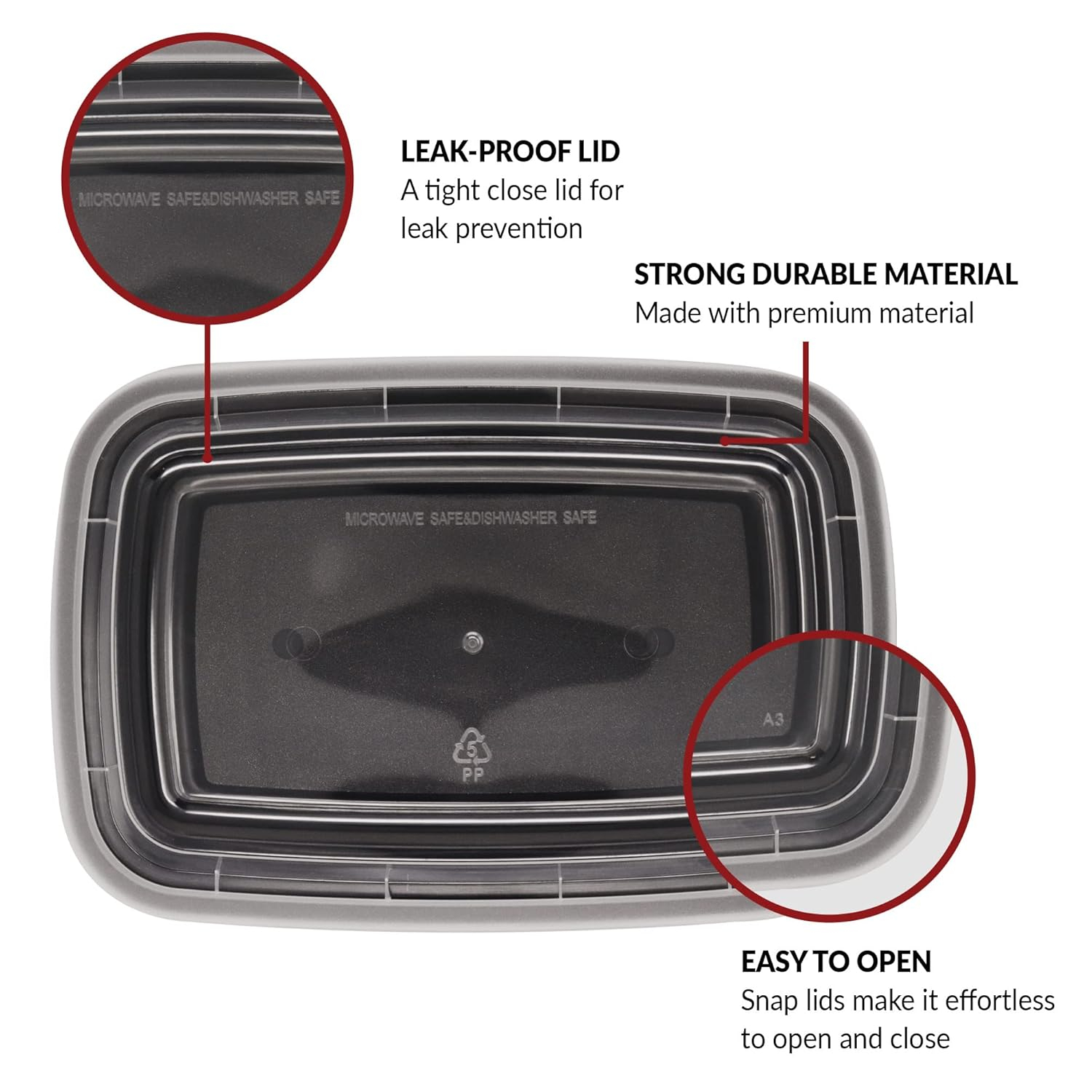 Reli. Meal Prep Containers 24 oz. | 50 Pack | 1 Compartment Food Container w/Lids | Microwavable Food Storage, To Go | Black Reusable Bento Box/Lunch Box for Meal Prep