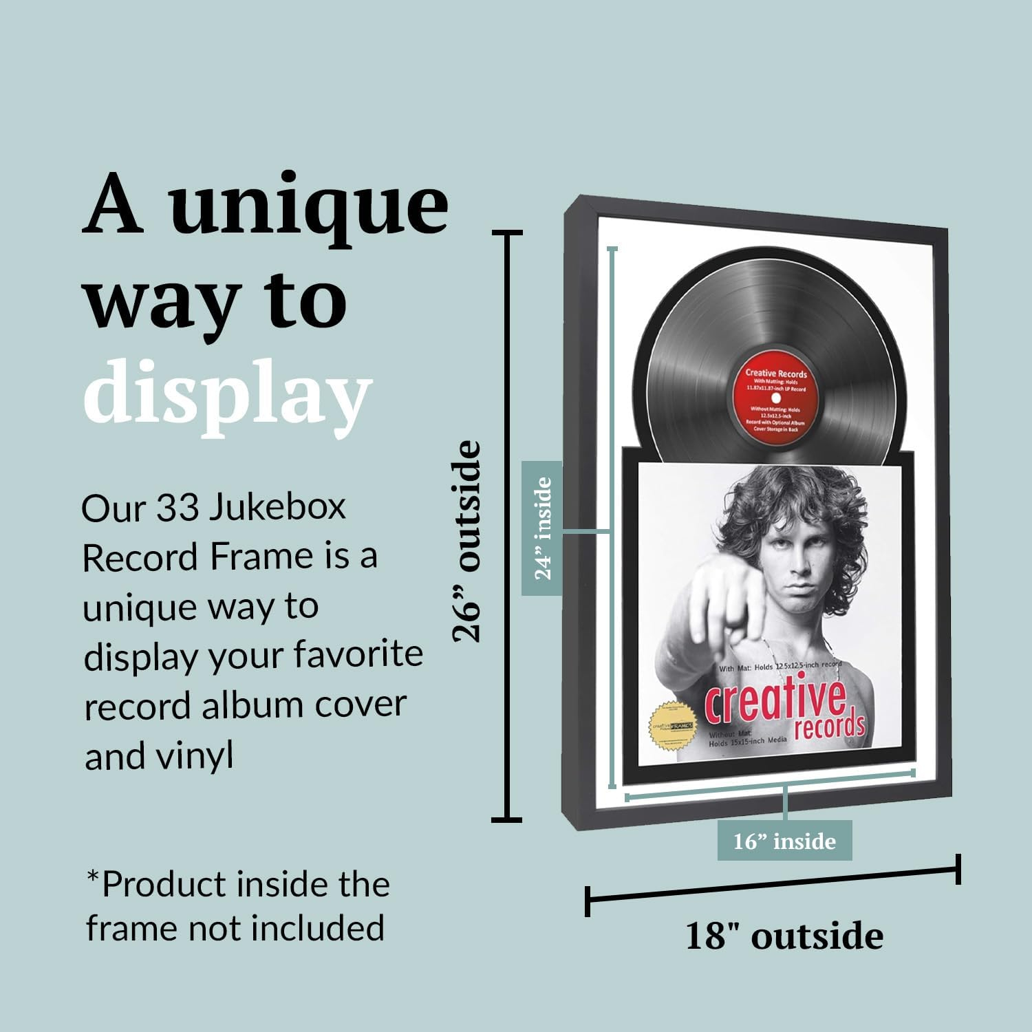 Black Jukebox Record Frame with Double Matting