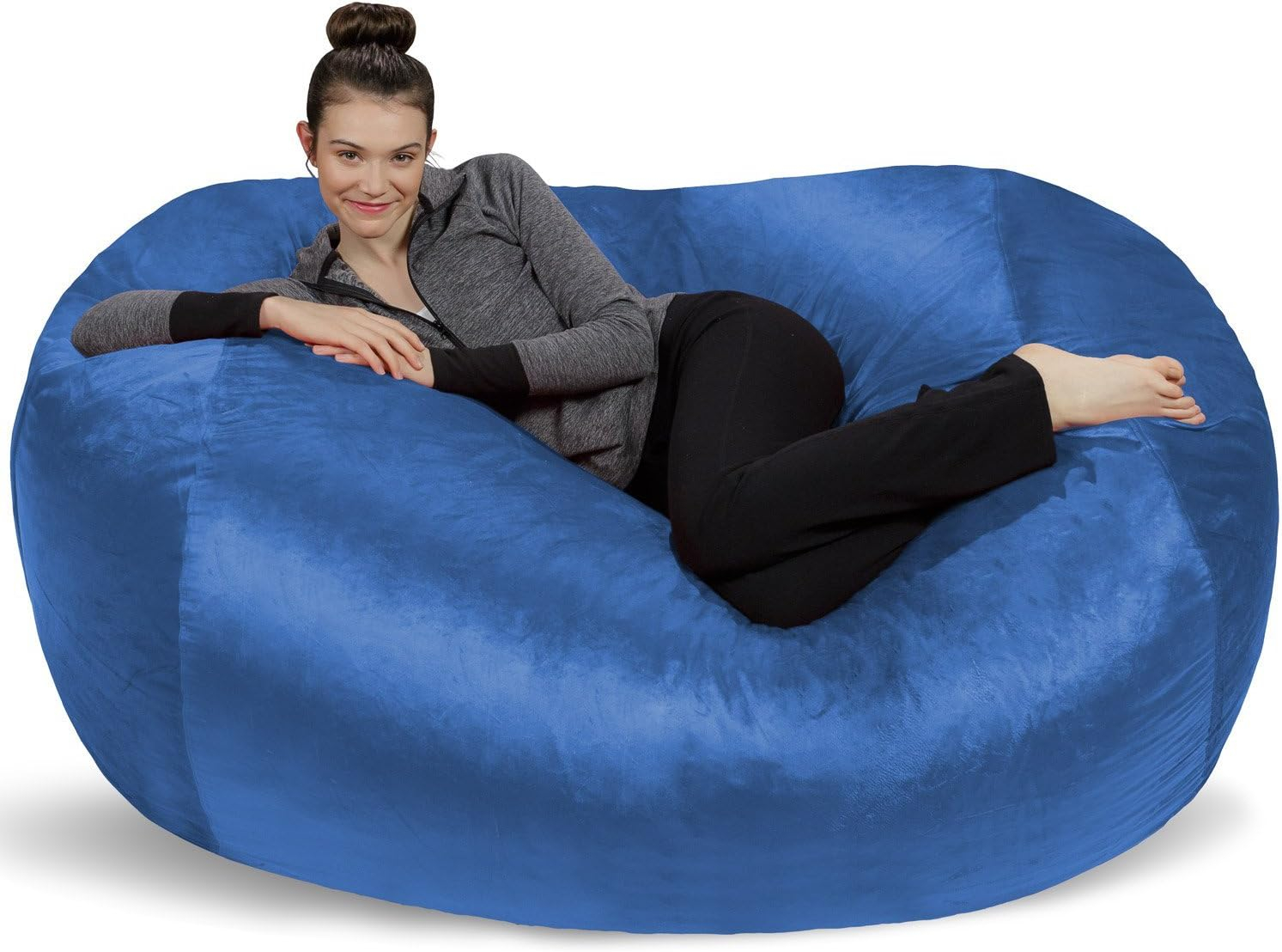 Sofa Sack Bean Bag Lounger - Plush Bean Bag Sofas with Super Soft Microsuede Cover- XL Memory Foam Stuffed Lounger Chairs for Kids, Adults, Couples - Jumbo Bean Bag Chair Furniture 6 Feet - Royal Blue