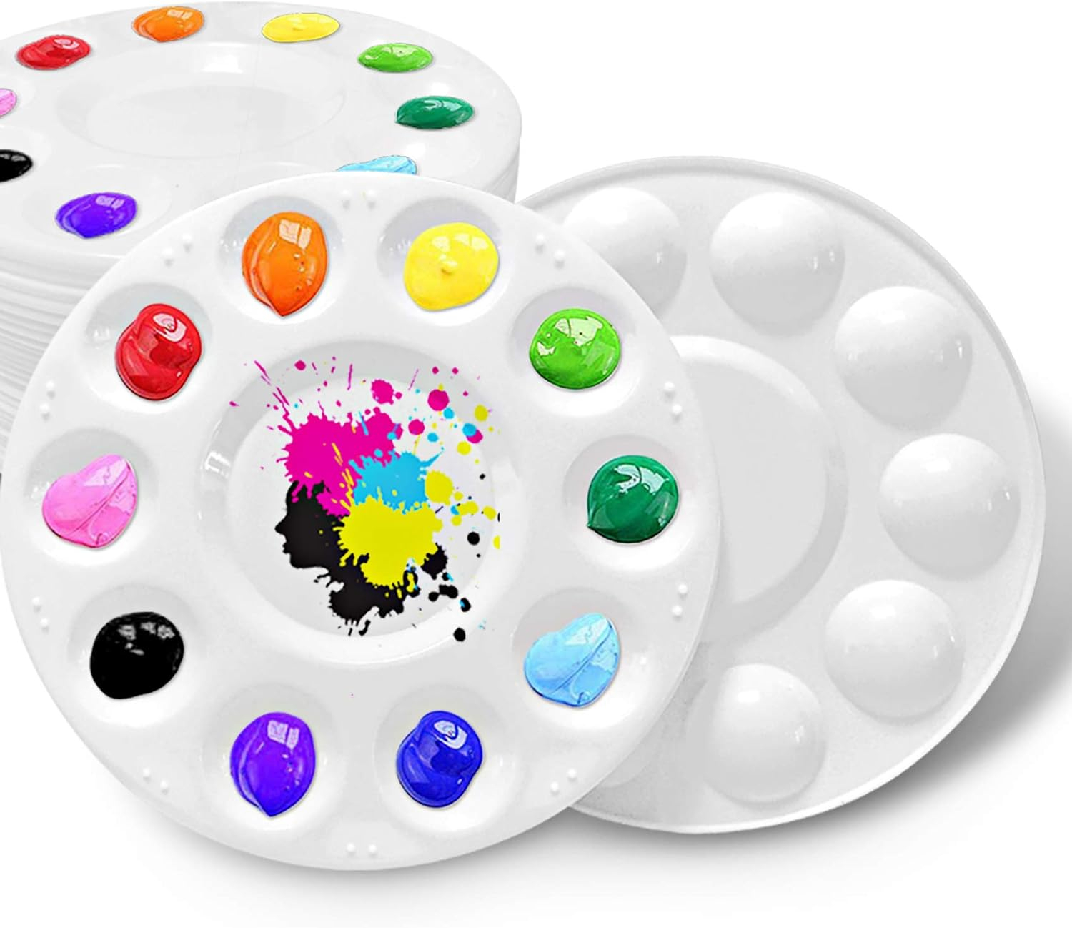White Plastic Paint Tray Palettes for Kids and Adults