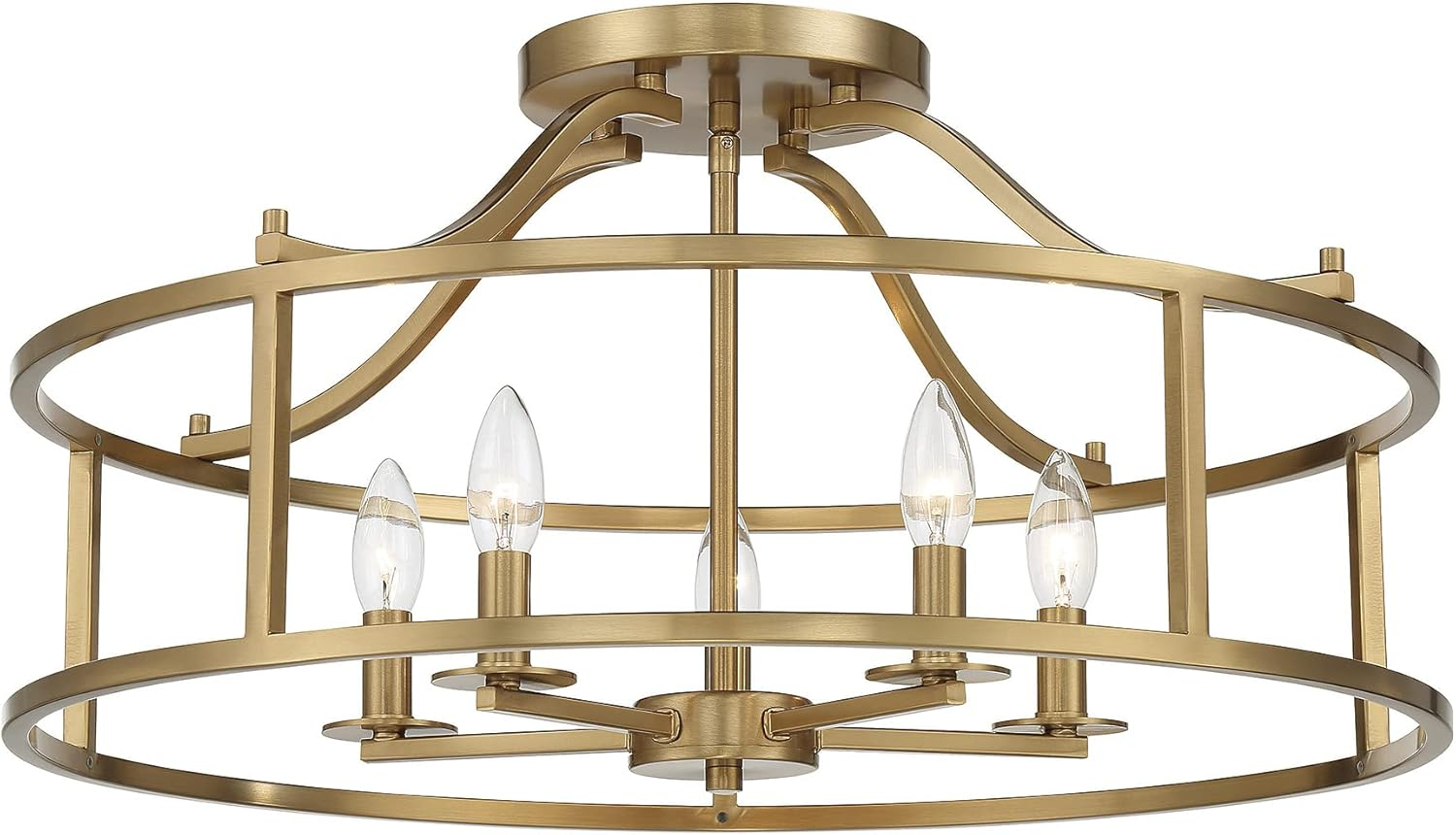 Savoy House Stockton 5 - Light Semi-Flush Mount in  Warm Brass