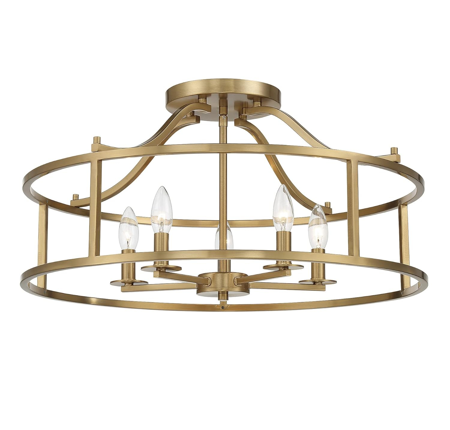 Savoy House Stockton 5 - Light Semi-Flush Mount in  Warm Brass