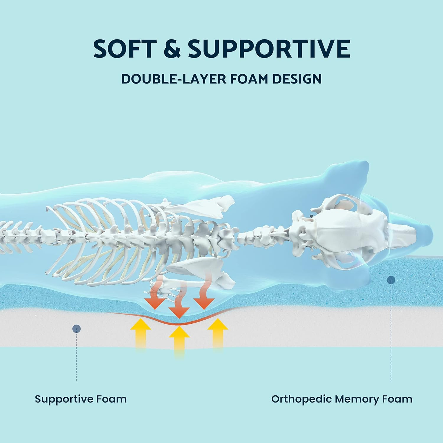 Gray Plush Rectangular Washable Cooling Pet Bed for Medium Dogs