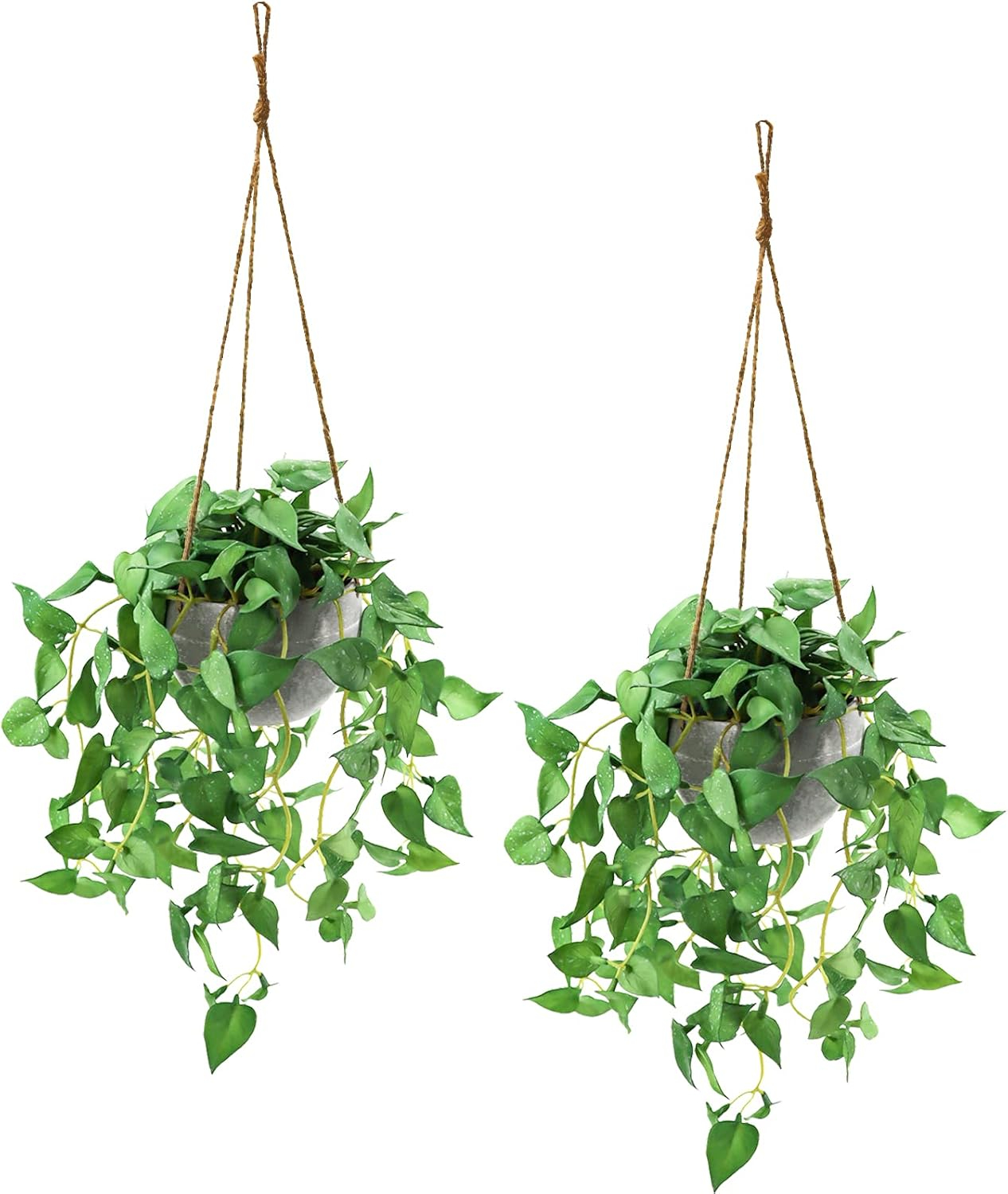 Hanging Plant Fake Plants with Pots, 2 Pack Artificial Plants, Faux Anthurium Leaf Basket for Wall Home Room Indoor Outdoor Decor