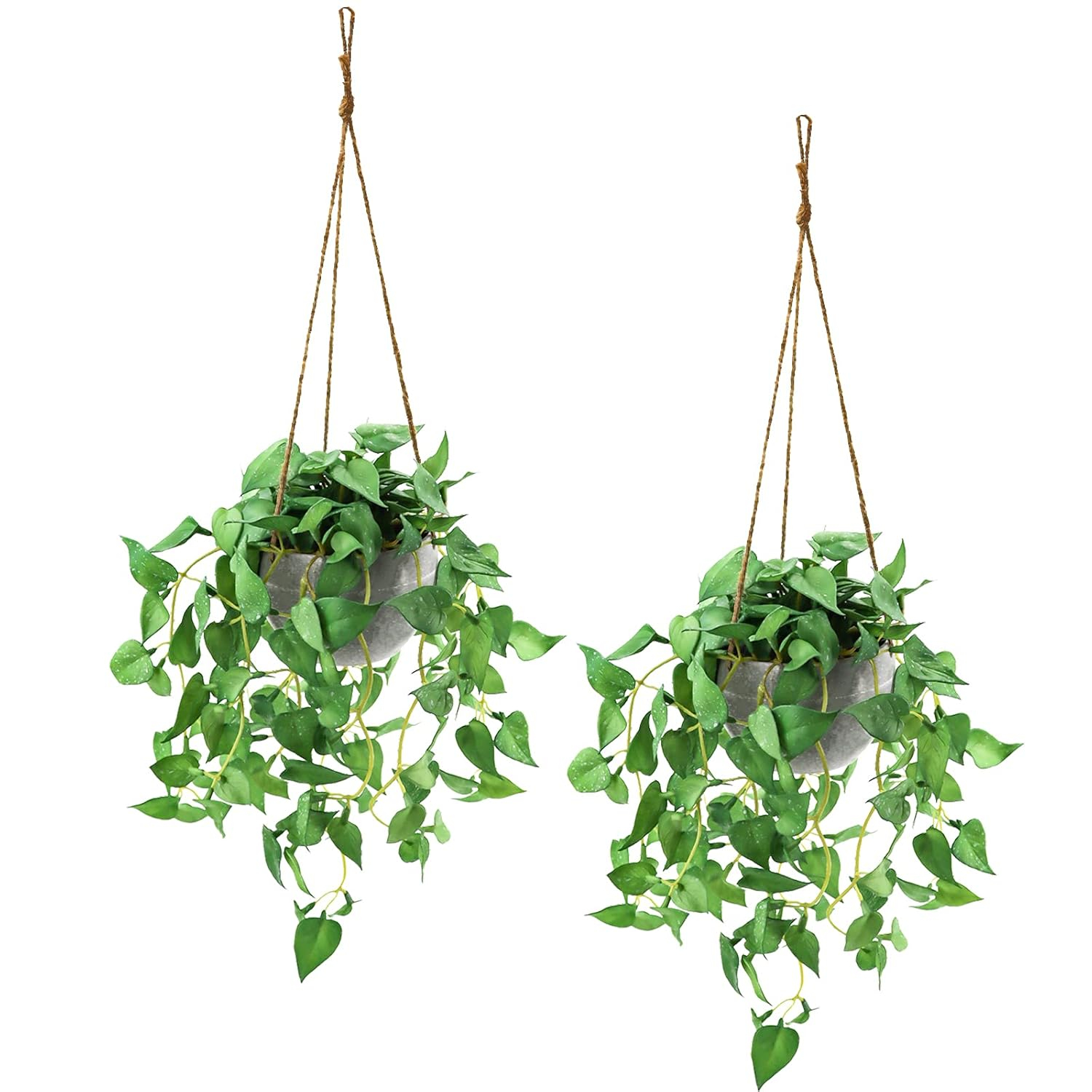 Hanging Plant Fake Plants with Pots, 2 Pack Artificial Plants, Faux Anthurium Leaf Basket for Wall Home Room Indoor Outdoor Decor