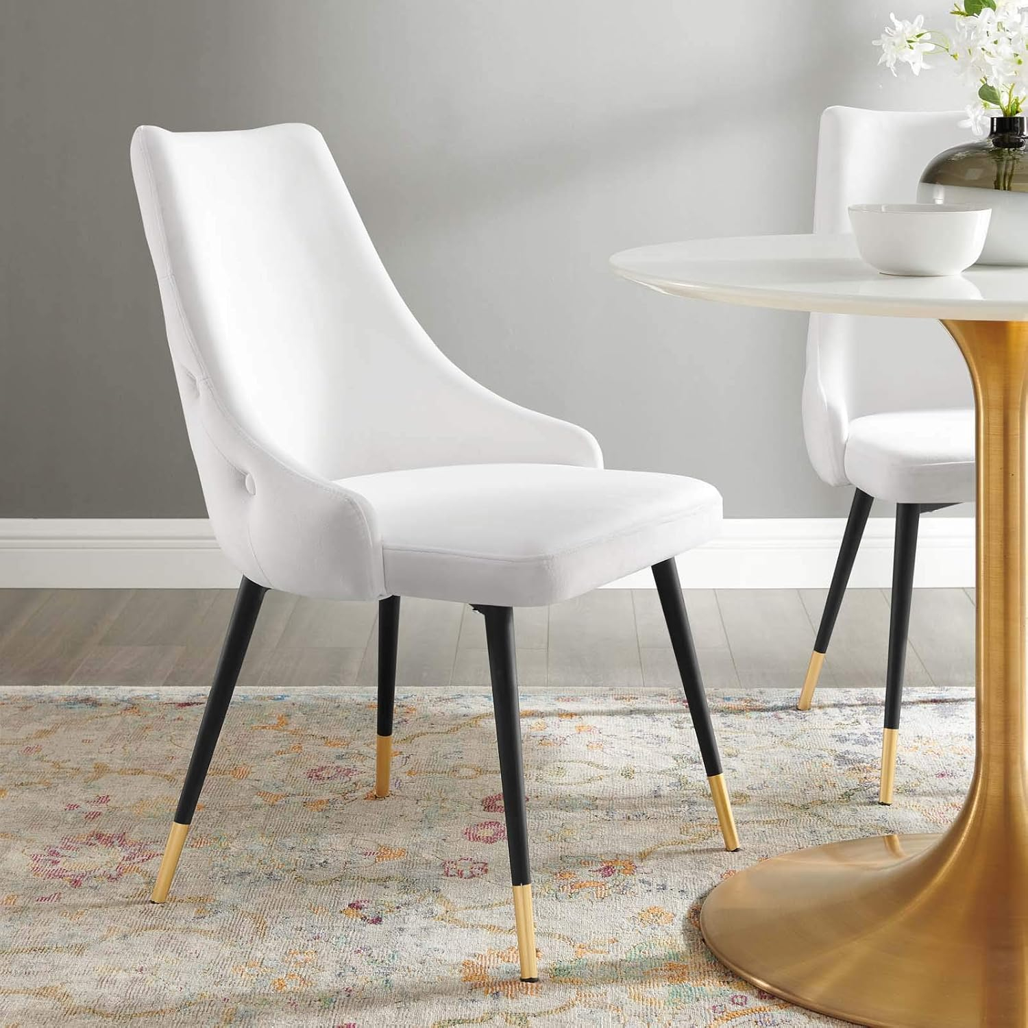 Modway Adorn 17.5" Tufted Performance Velvet Dining Side Chair in White