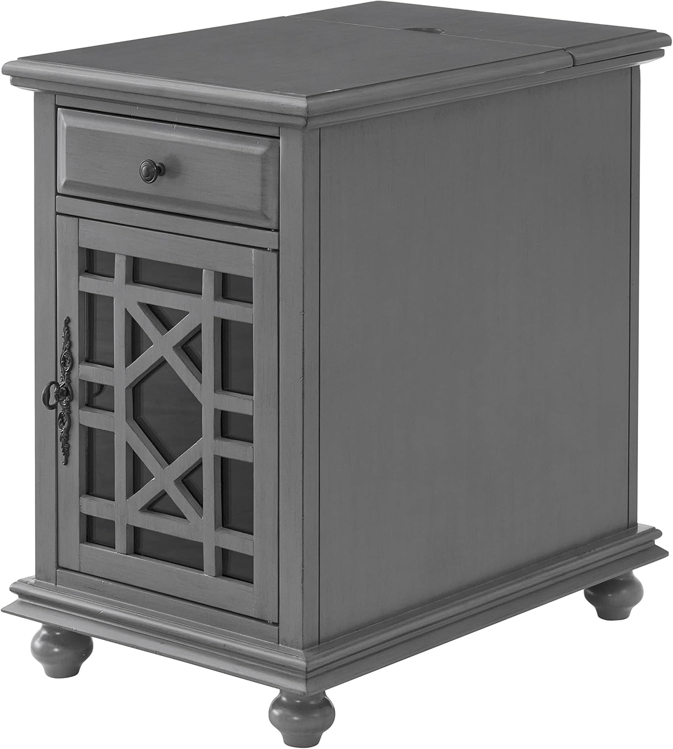 Martin Svensson Home Gray Elegant Chairside Table with Power