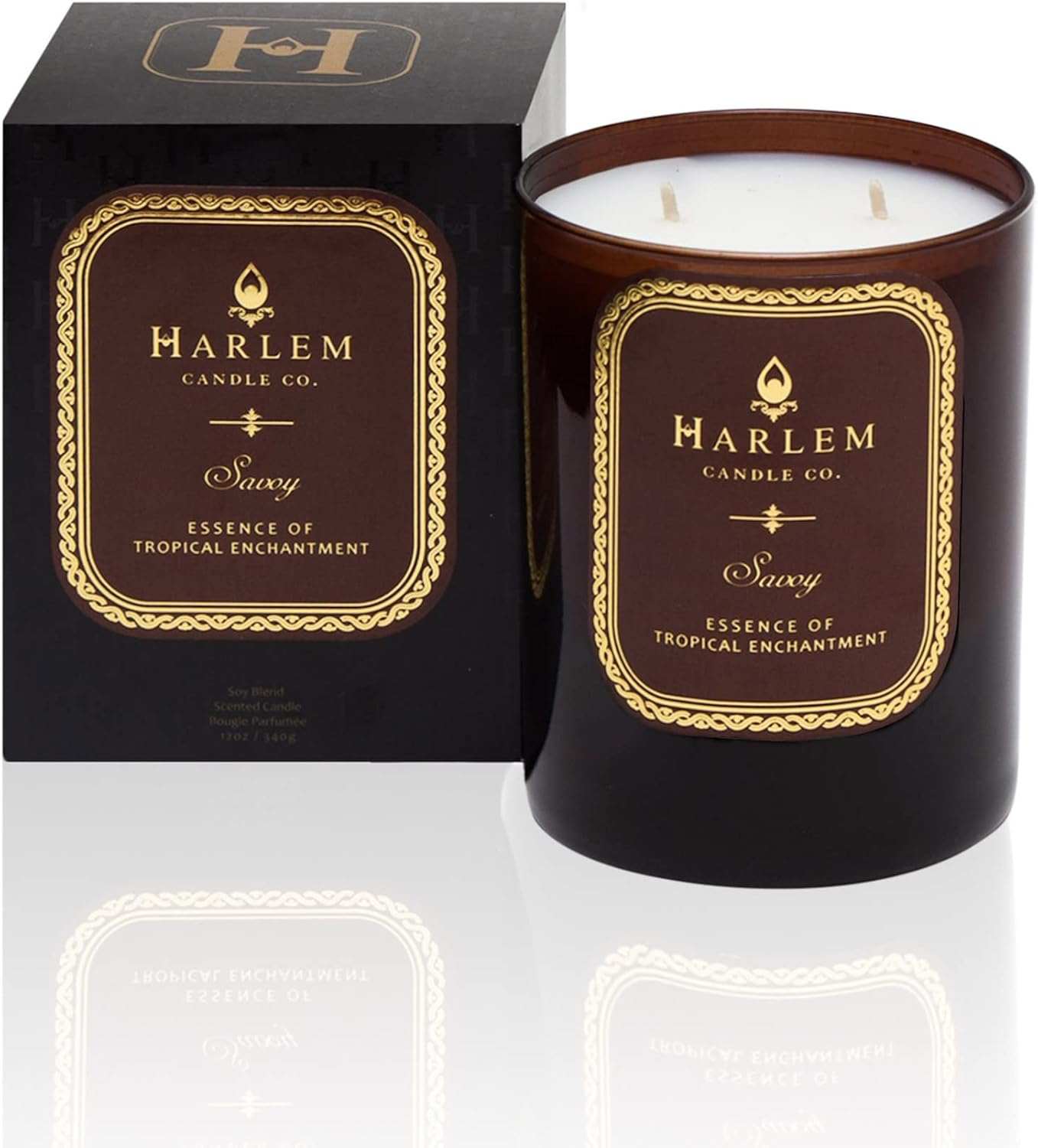 HARLEM CANDLE CO. Savoy - Luxury Scented Soy Candle, 11 oz - 80-Hour Burn Time | Blackcurrant, Mandarin, Green Apple and Lily of The Valley | Scented Candles for Home